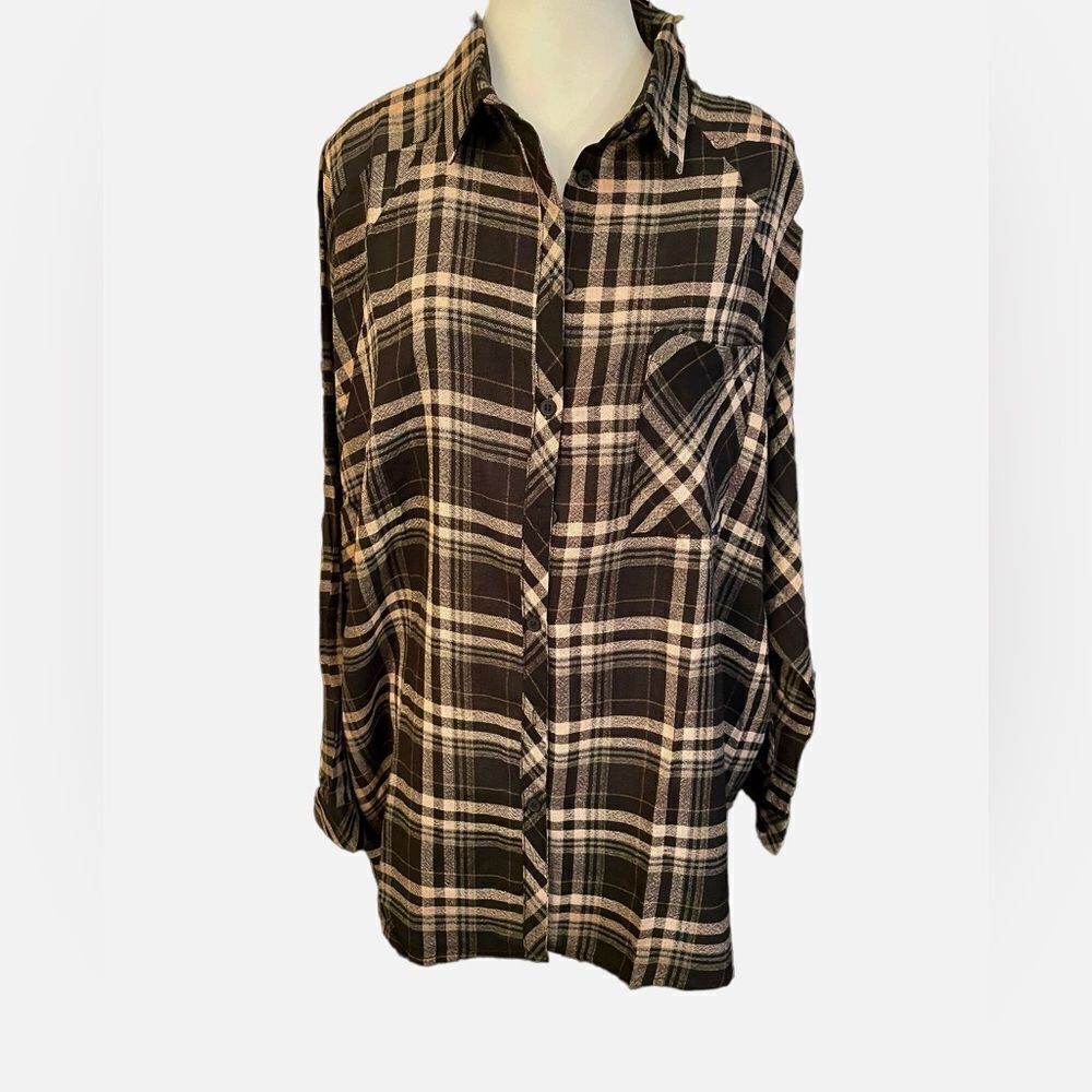 BLACK N TAN BOYFRIEND SHIRT BY WISHLIST, S/M